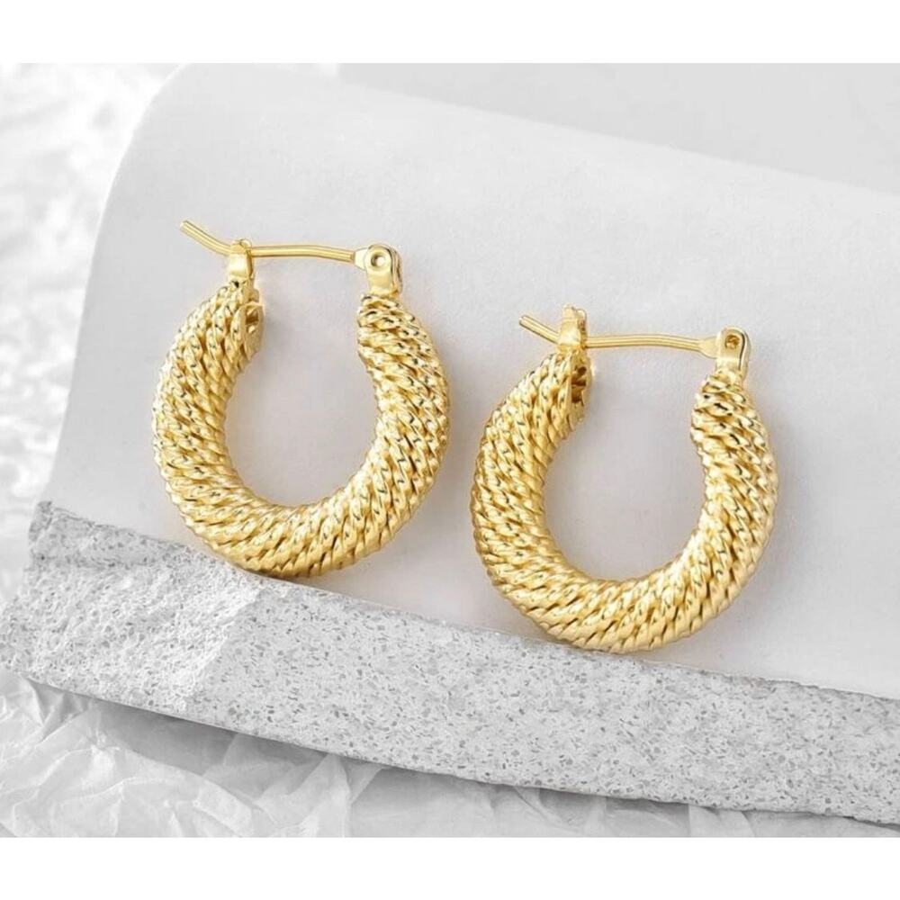 Gold Textured Hoop Earrings